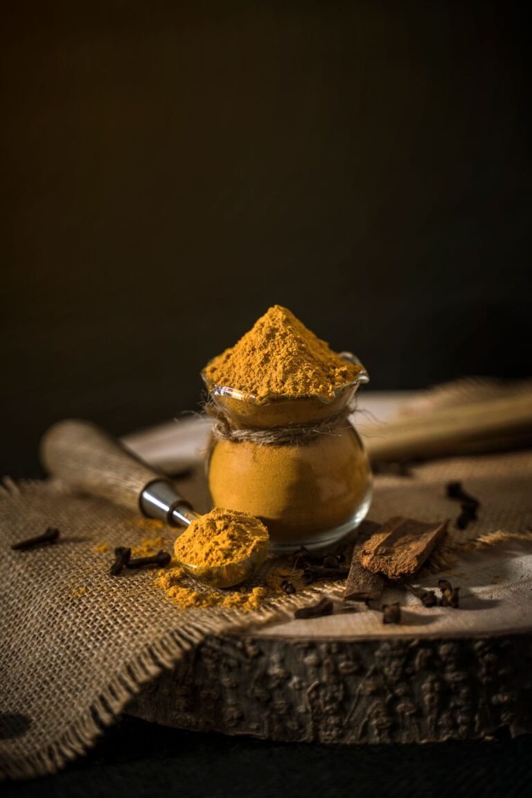 Spice powder in a small glass jar